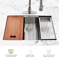 Vista 3 de Davivy 32 x 19 x 10 Inch Undermount Kitchen Sink,Stainless Steel Kitchen Sinks,16 Gauge Workstation Kitchen Sink,Single Bowl Kitchen Sinks