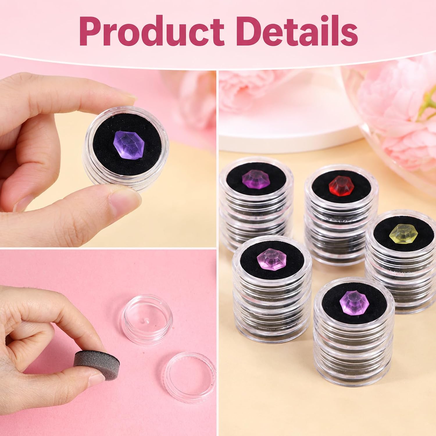 12 Pcs Small Gemstone Display Box, Clear Twist-Lid Plastic Case image 3