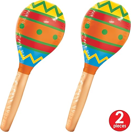 Miniatura 7 de Beistle Decoración inflable grande de maraca de 30 pulgadas, accesorios soplados para fiesta temática mexicana del Cinco de Mayo, suministros de