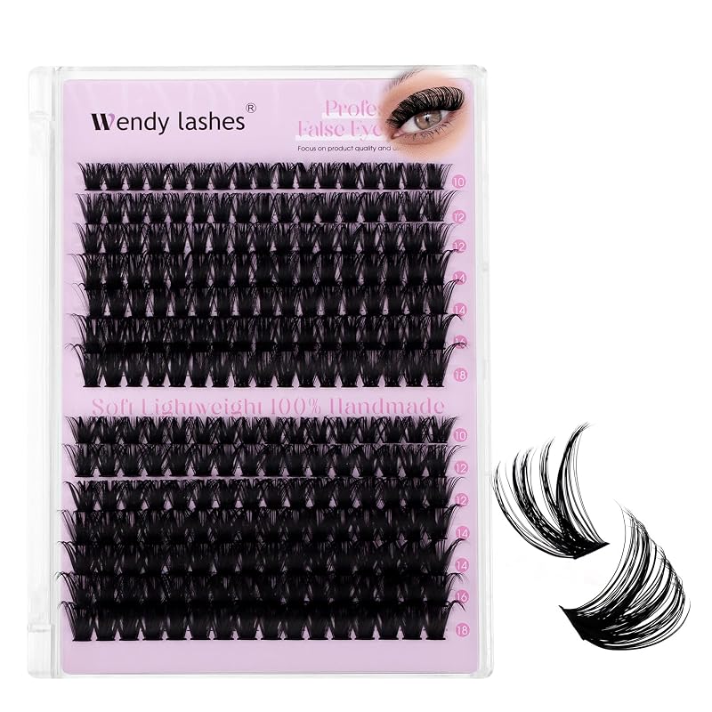 WENDY LASHES Cílios Postiços em Clusters Wispy D Curl 80D+100D 280 unidades 10-18MIX