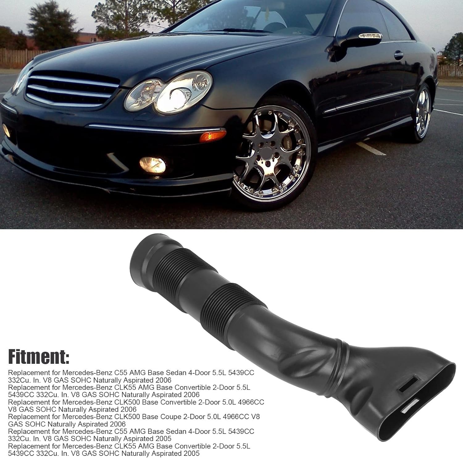 Replacement Air Intake Duct Right Side Part No. 2095280207 Compatible with Mercedes-Benz C55 CLK55 CLK320 CLK500 Air Intake Duct Benz Right Side Air Intake Assembly