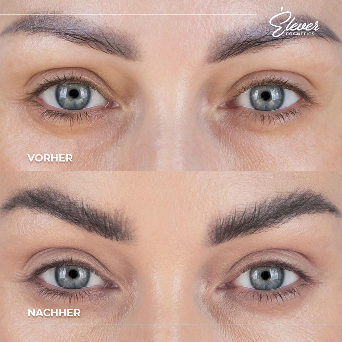 Elever Wow! Brow Fixing Gel Augenbrauengel Mit Bürste Augenbrauenfarbe für definierte Augenbrauen wie laminiert Eyebrow Styling mit Rizinusöl Perfekte Form Für Brünette Wasserfest Dunkelbraun 6 g