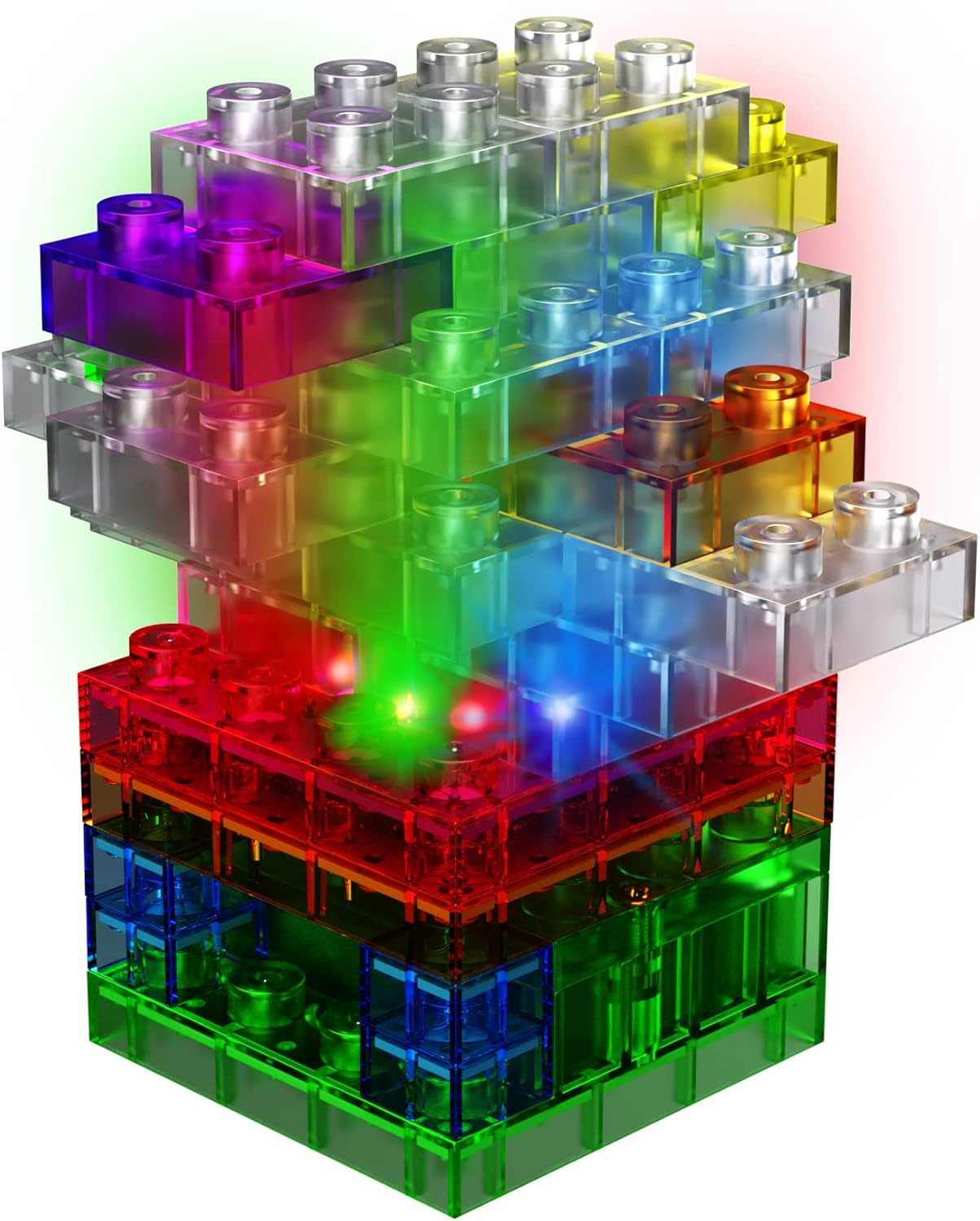 E-BLOX Build Your Own Sound Activated Dancing Lights STEM Kit, Reacts to Voice & Dances to Music, Building Blocks Circuit Toy Set for Kids, Birthday Gift, Boys, Girls, 5+
