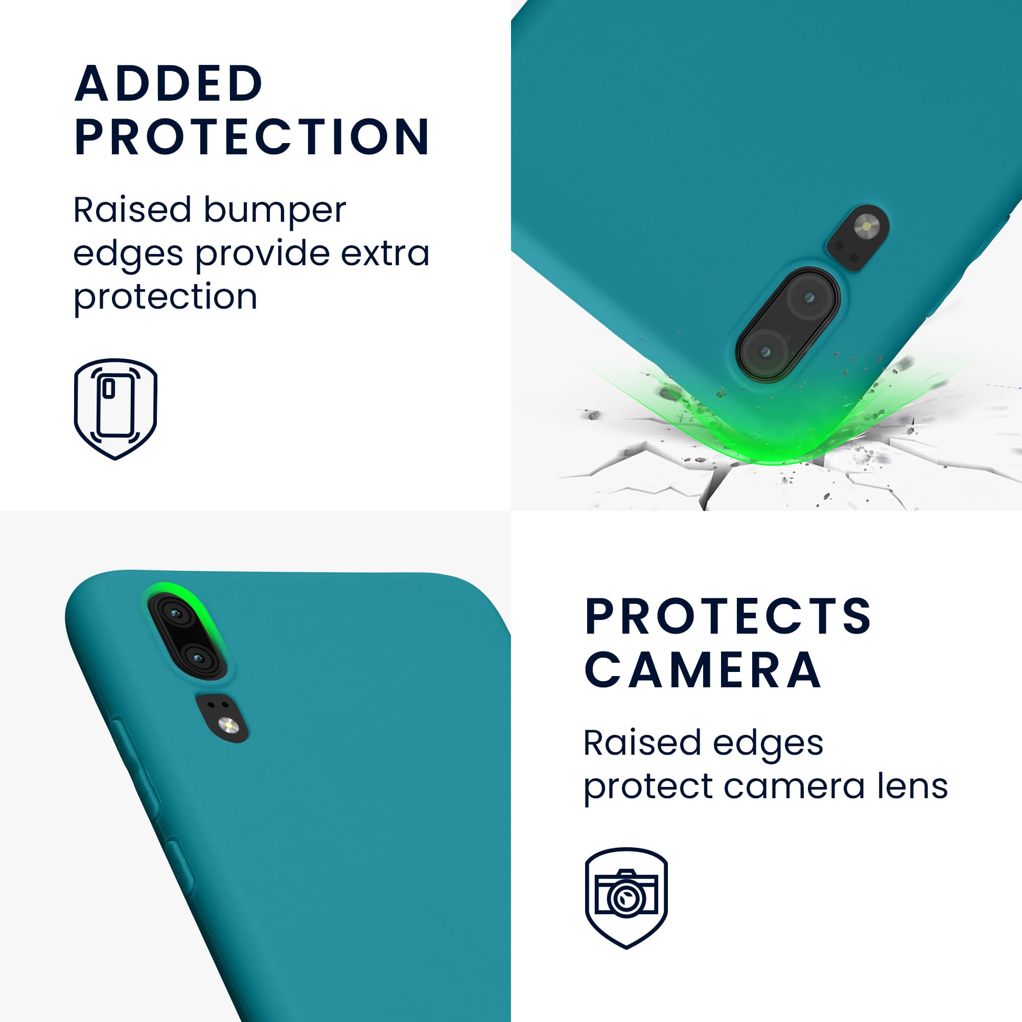 kwmobile Case for Huawei P20 Case - Soft Cover - Shockproof TPU Material - Wireless Charging - Teal Matte - Image 3