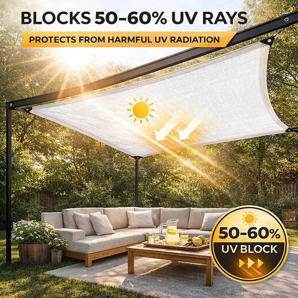 Red de Sombreado para Invernadero del 50% con Ojales, Malla Sombra Exterior | Toldo Vela de Sombra Protección UV Transpirable Tela de Lona Sombreo Resistente Viento para Jardín Plantas Patio(6x11.0m)