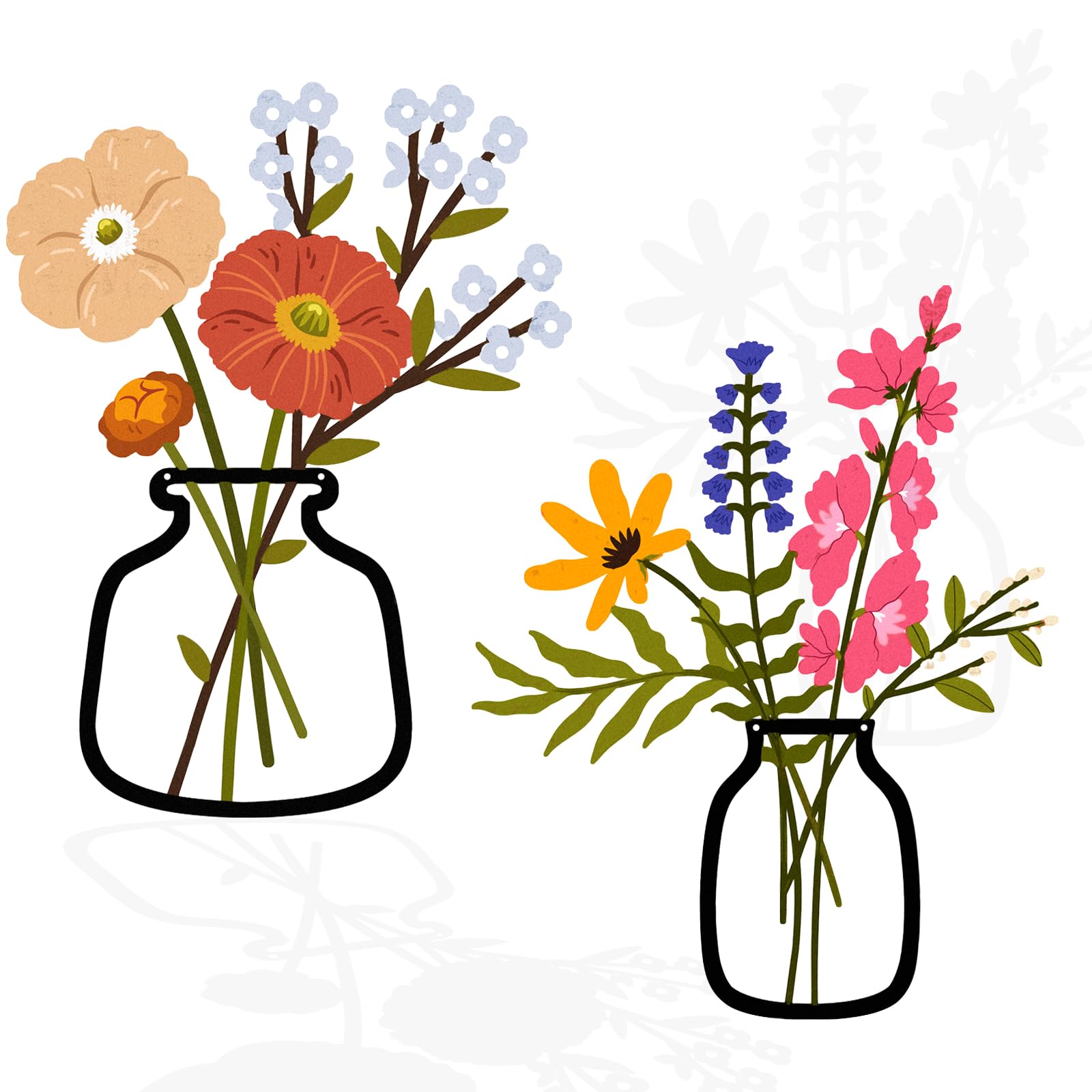 Luccyle 2-Piece Metal Flowers Wall Art Set Rustic farmhouse style ideal for bathrooms/dining rooms Minimalist decor & great housewarming gifts to boost home charm