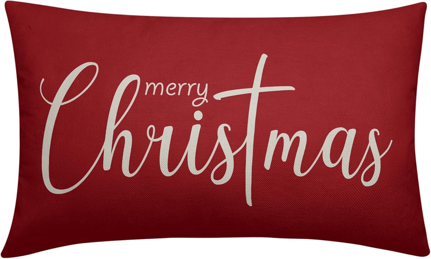 Aytipun Red Merry Christmas Lumbar Pillow Cover 12x20 Single Xmas Decorations