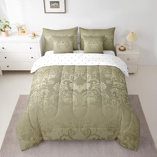 Erosebridal Gothic Damask Bed in a Bag King Size Comforter Set 7 Pieces,Hallowee