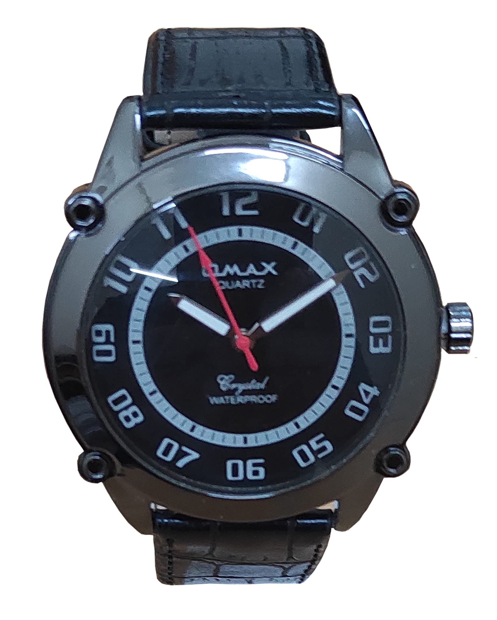 OMAX Analog Japanese Quartz Silver Case Round Black Dial Water Proof Stylish Fashion Dress Stainless Steel Two Tone Chain Watch for Men Boys Gents