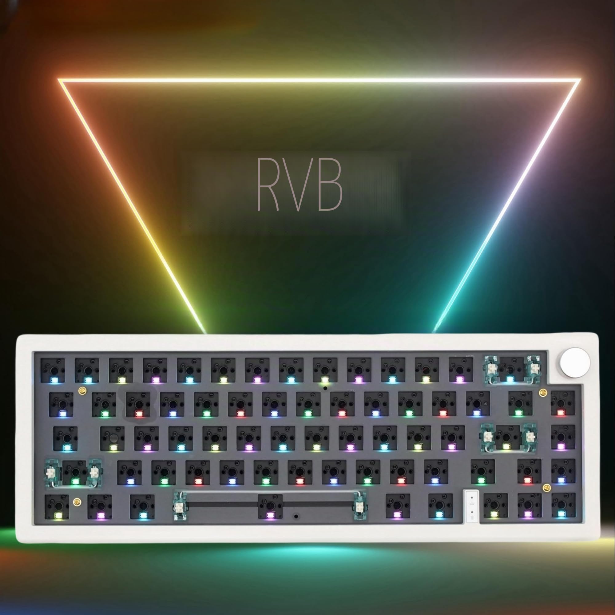 GMK67 Kit de clavier mécanique 65 % trimode orienté au sud RVB LED pour commutateurs 3/5 broches, 66 touches + 1 bouton, prise à chaud PCB, joint d'étanchéité, kit de clavier à monter