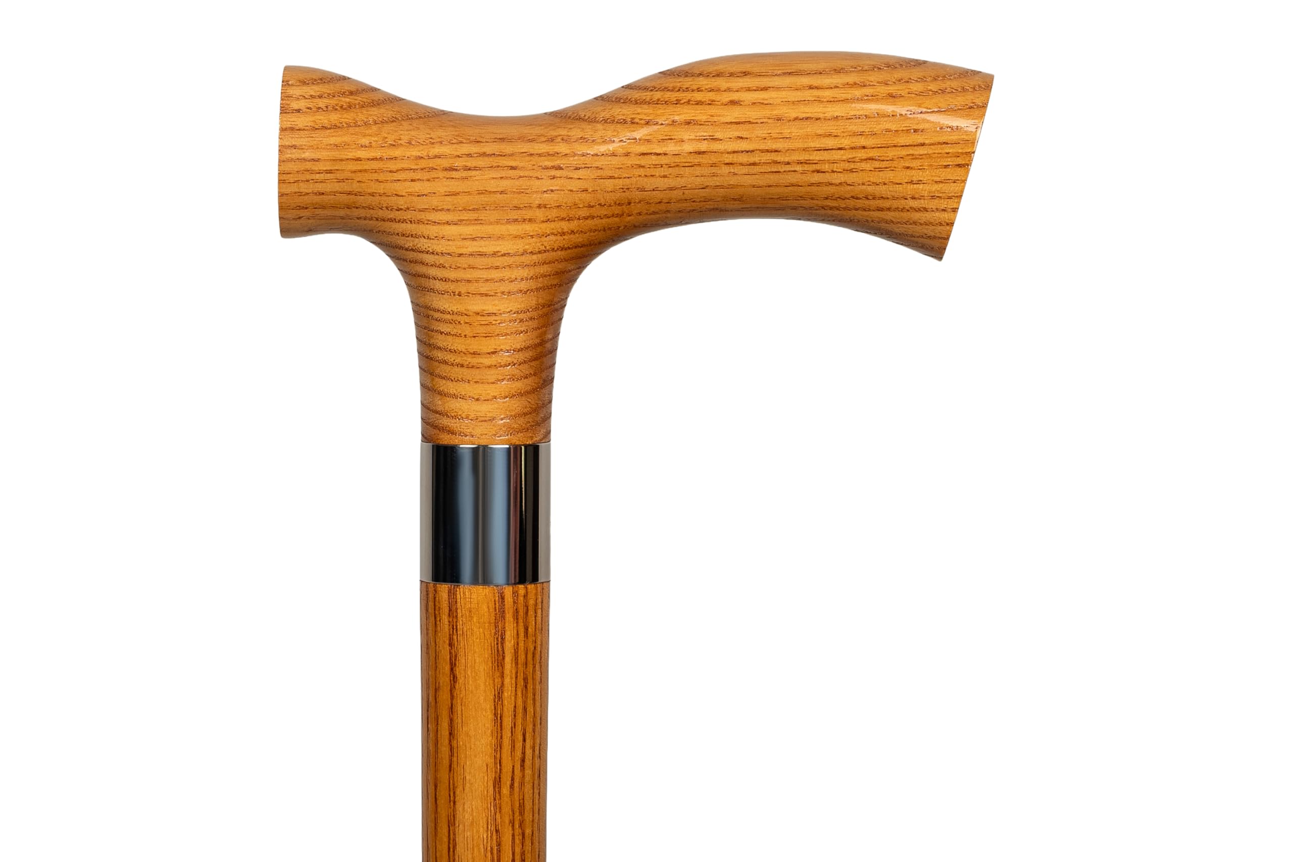 Dr. Watson Classic Fritz Walking Stick – Handcrafted Ash Wood Cane with Polished Stainless Steel Collar