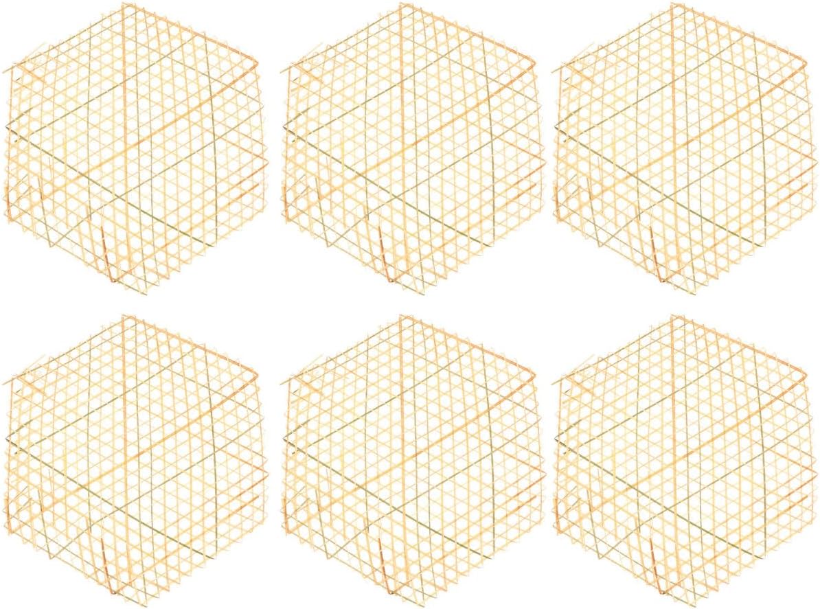 Hemoton Handmade Bamboo Mesh Placemats Set of 6 11.61 X 11.61 in Square Woven Plate Mats Decorative Dish Mats for Dining Table Fried Food Steamer Use Table Decor