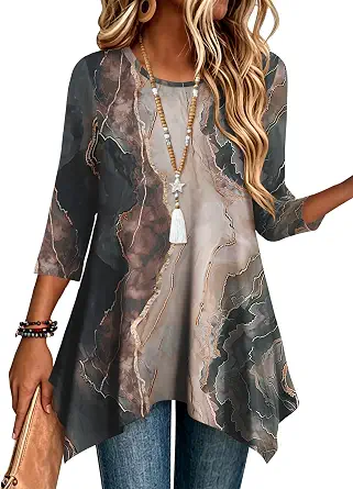 Zeagoo Women's 3/4 Sleeve Loose Fit Dressy Tunic Top