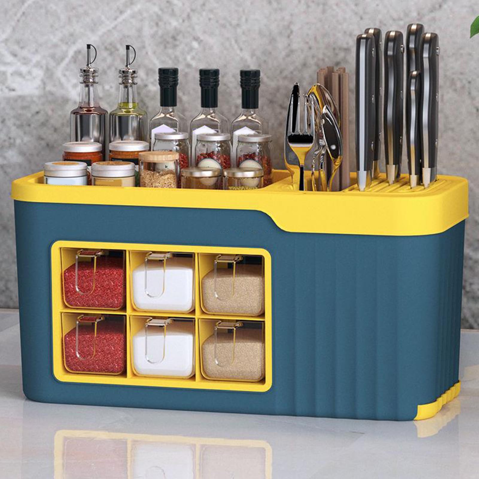 Scatola portabottiglie per condimenti, scatola portaoggetti in plastica per condimenti Portautensili da cucinas multifunzionale per uso domestico in cucinas