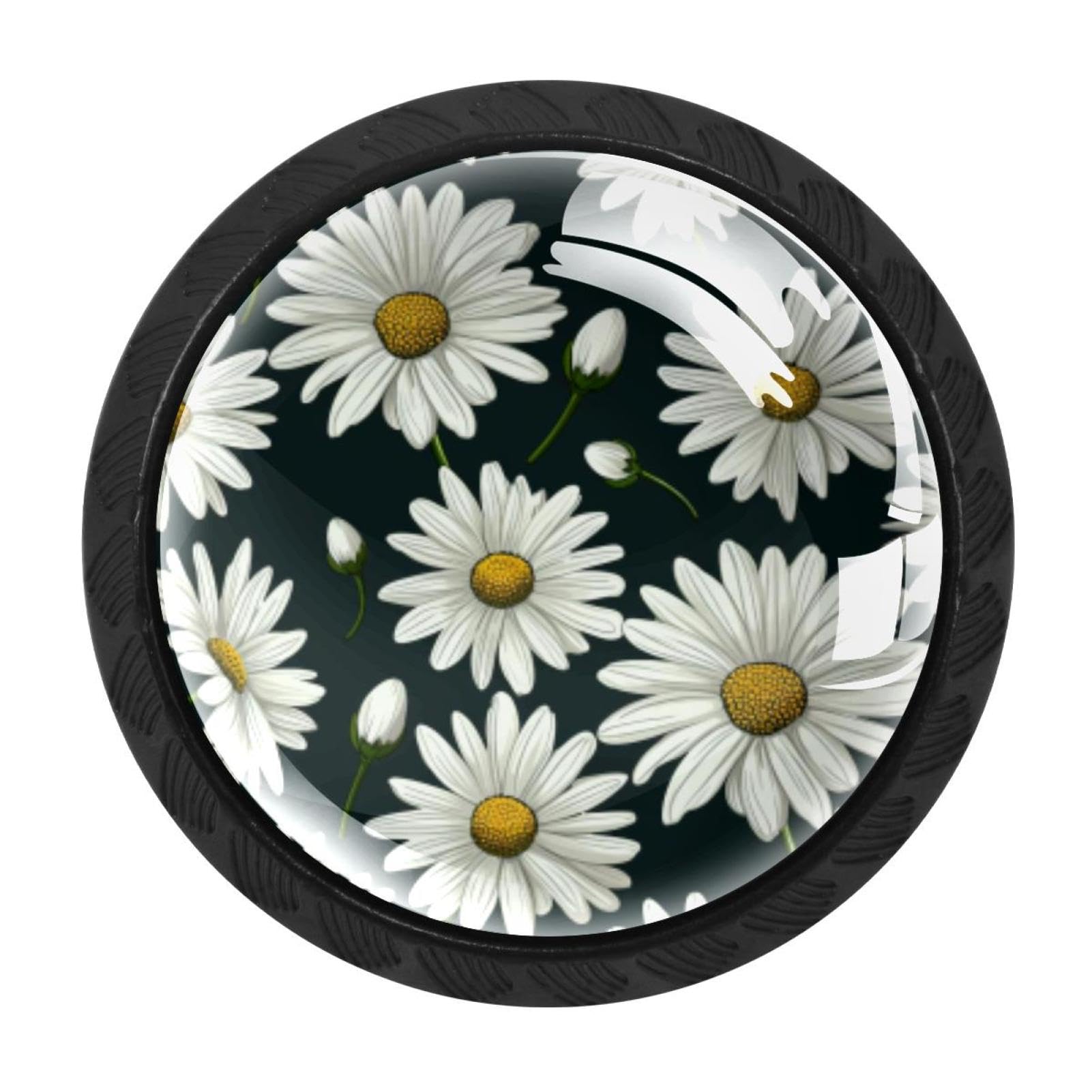 CHENZZZZ 4 Pack Cabinet Handles Black Daisy Cabinet Knobs Draw