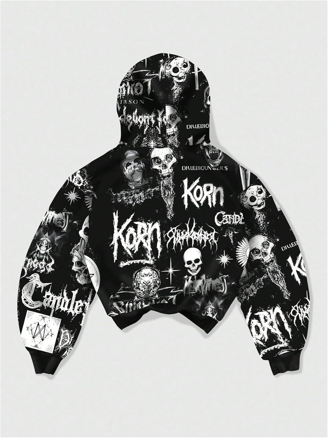 Men's Skull Graphic Hoodies Pullover Grunge Long Sleeve Sweatshirts Gothic Alternative Clothes - Image 2