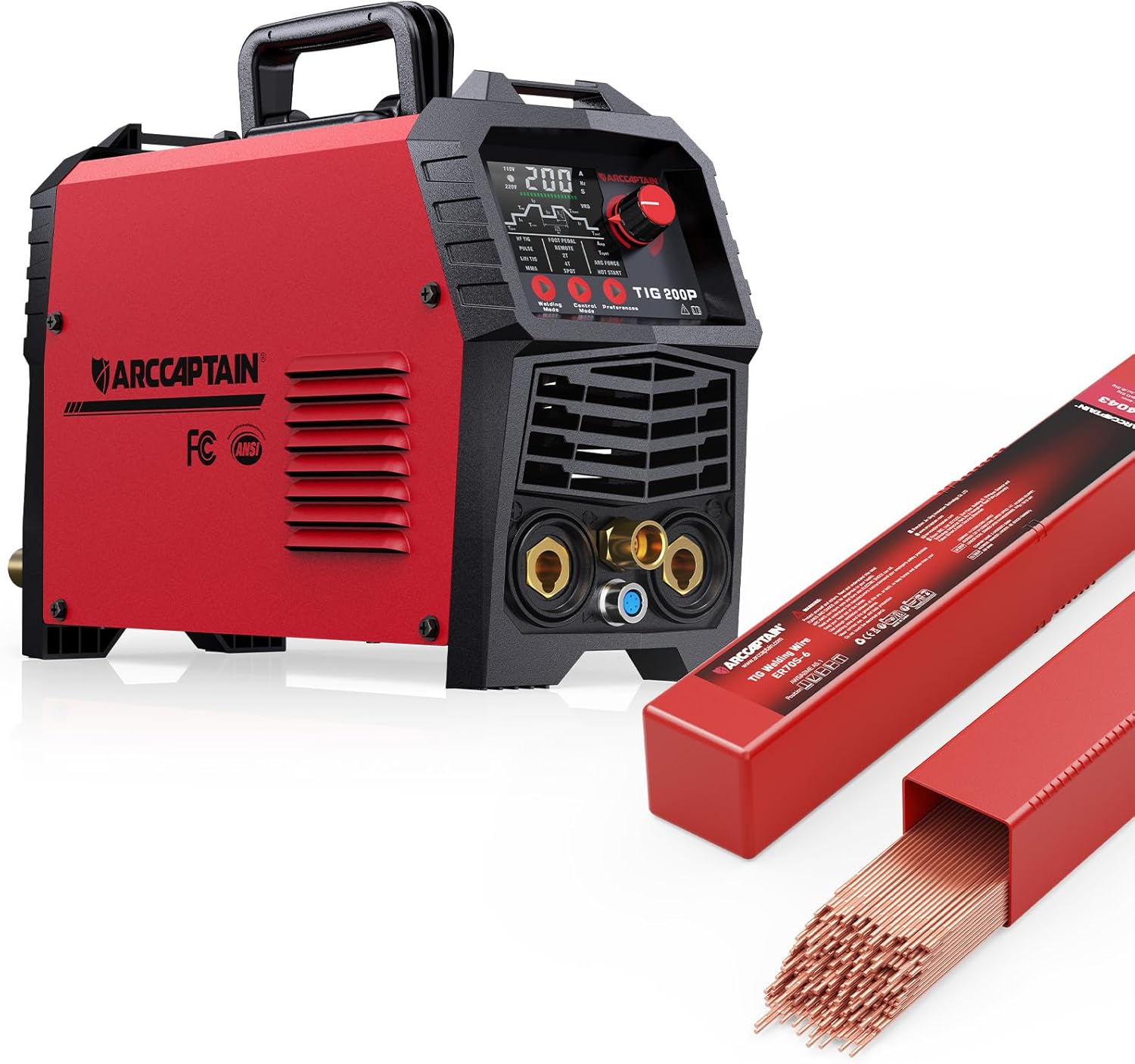 ARCCAPTAIN DC 5 In 1 TIG Welder With Pulse, 1/16" Mild Steel TIG Welding Rod ER70S-6