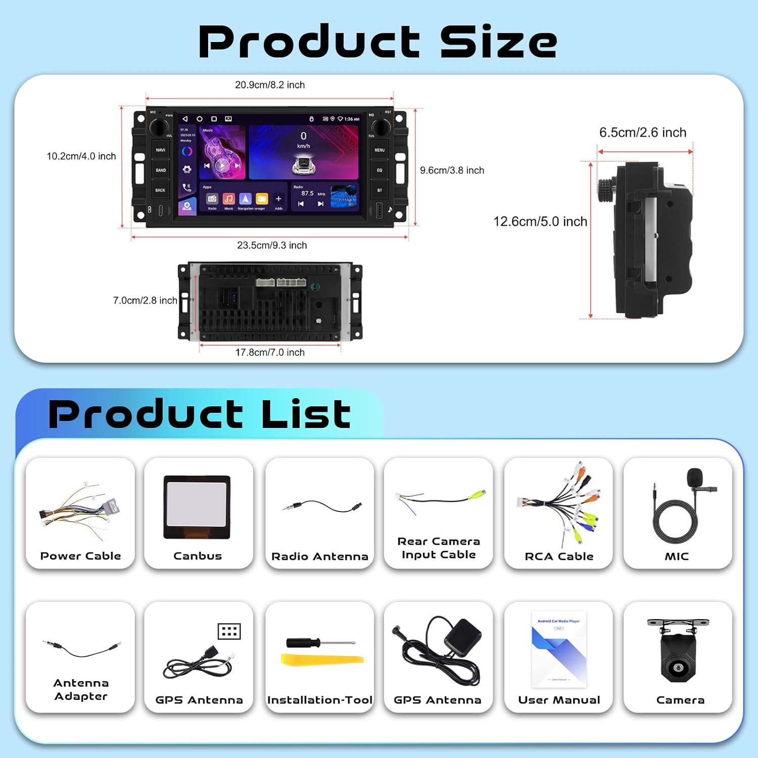 [Android 15.0/4G+64G] 6.86” IPS Touch Screen Car Radio for Dodge RAM 2002-2006/Jeep Grand Cherokee 1999-2004/for Jeep Wrangler 2003-2006 with Wireless Carplay&Android Auto