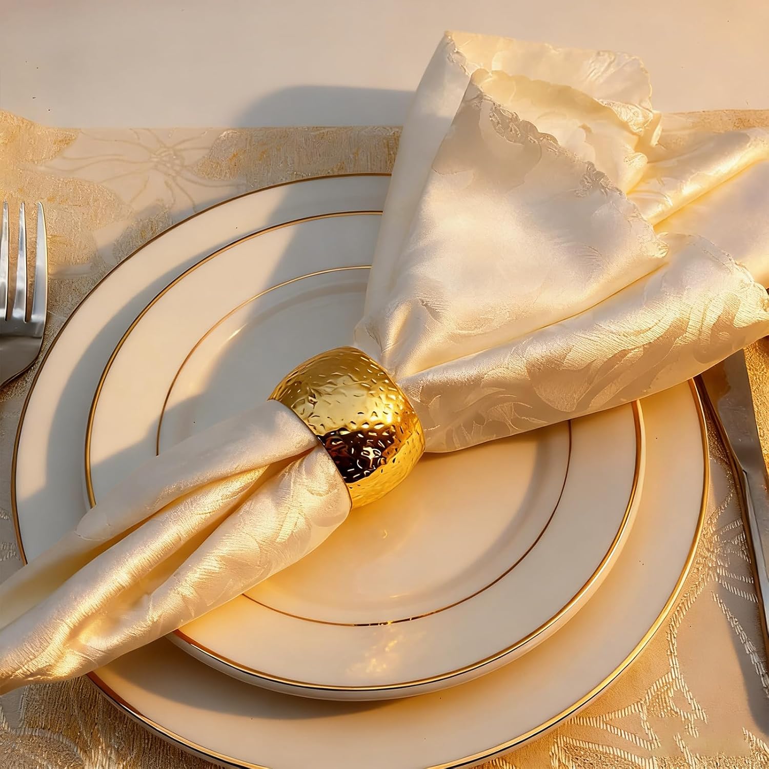 12 Pcs Gold Napkin Rings Vintage Metal Napkin Holder Rings with Delicate Buckle Design for Wedding Reception, Birthday, Anniversary, Banquet, Family Gathering & Home Decoration