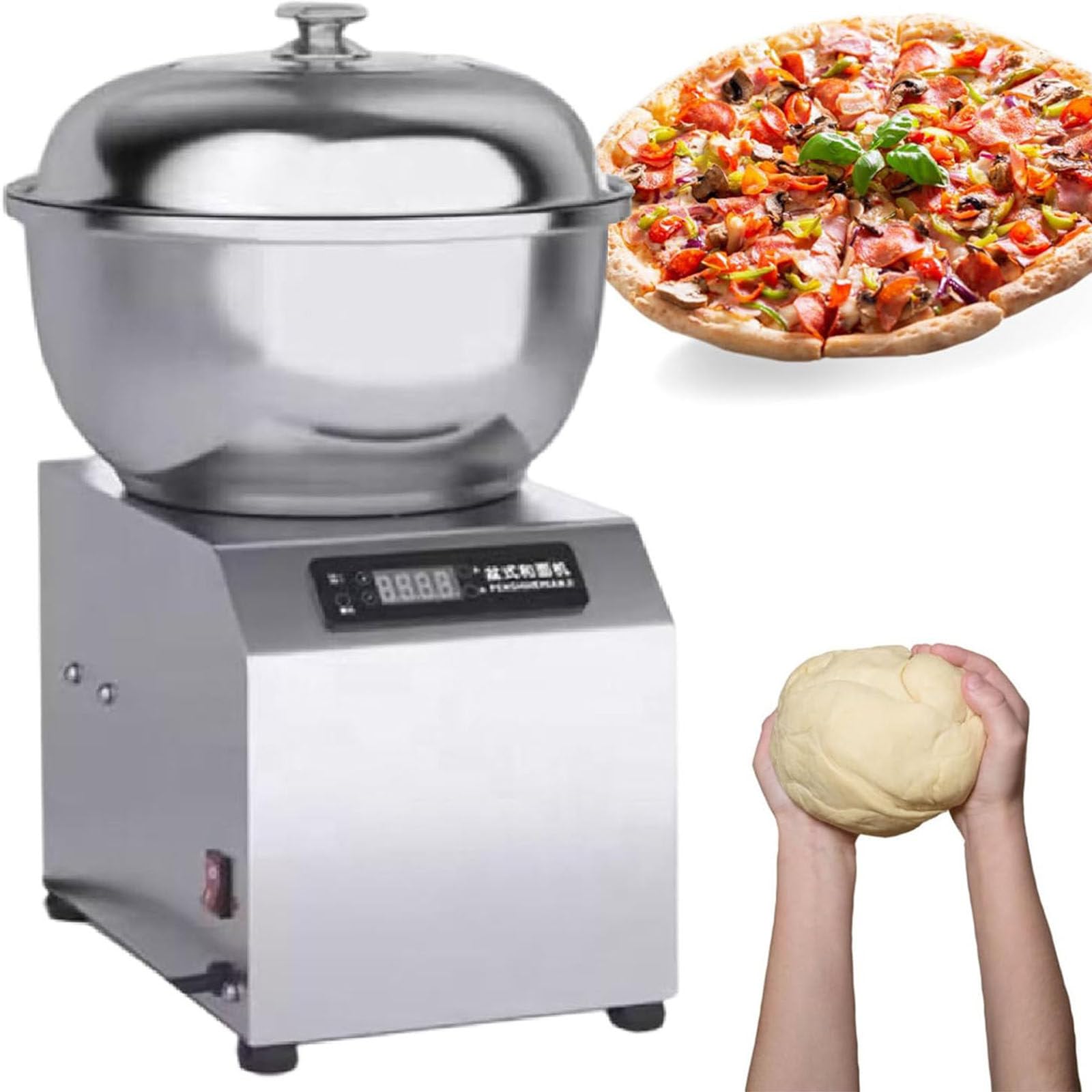 Macchina per Impasto in Acciaio Inox 2200w,Impastatrice Elettrica a Spirale,con Funzione di Fermentazione E Timer, Doppia Rotazione per Ristoranti, Panetterie E Pizzerie 5kg