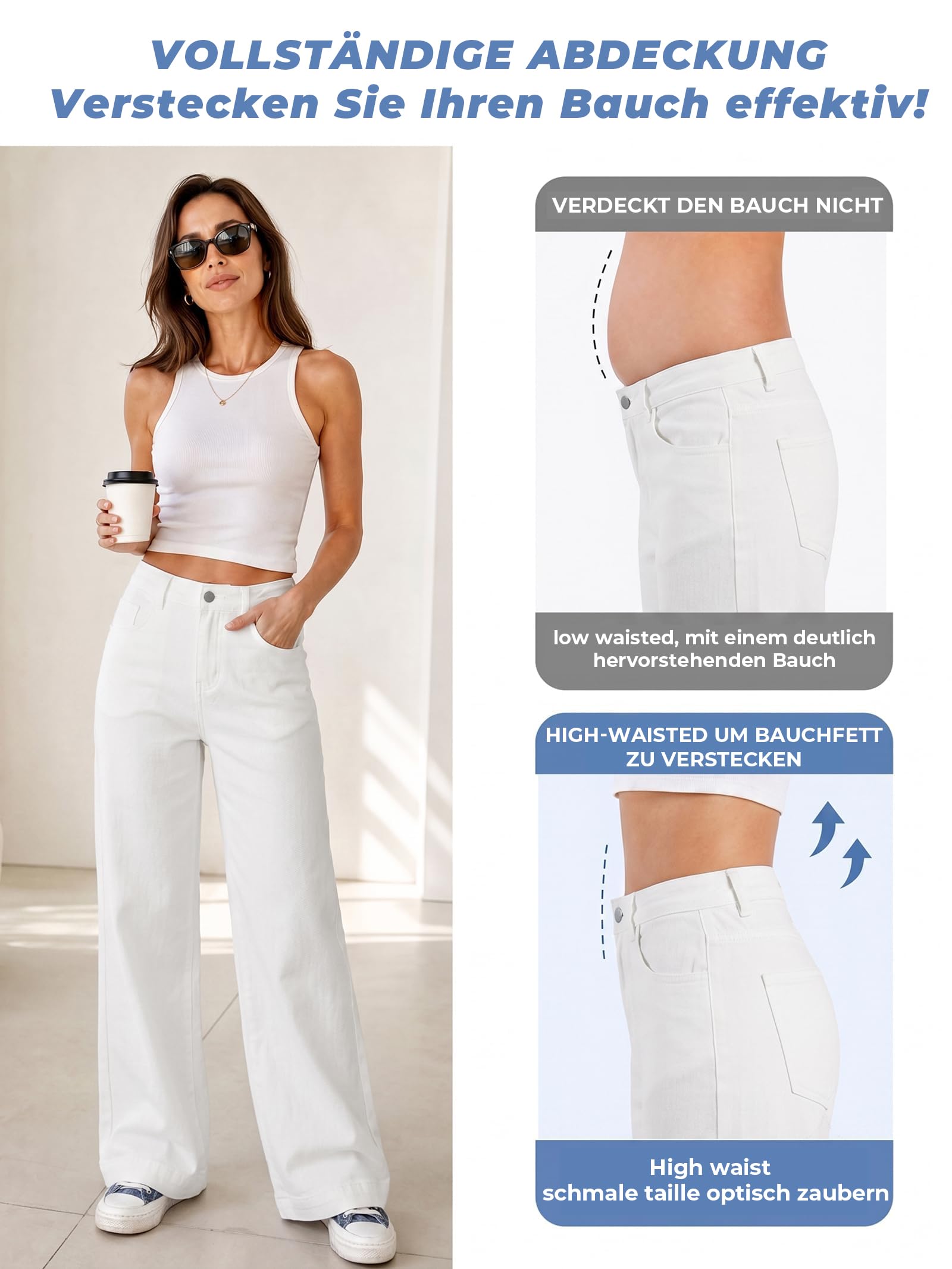 EMMIOL Baggy Jeans Damen Stretch Wide Leg High Waist Denim Hose | Straight Weites Bein Jeanshose Damen Baumwolle y2k Boyfriends Vintage Jeans Hosen mit Taschen