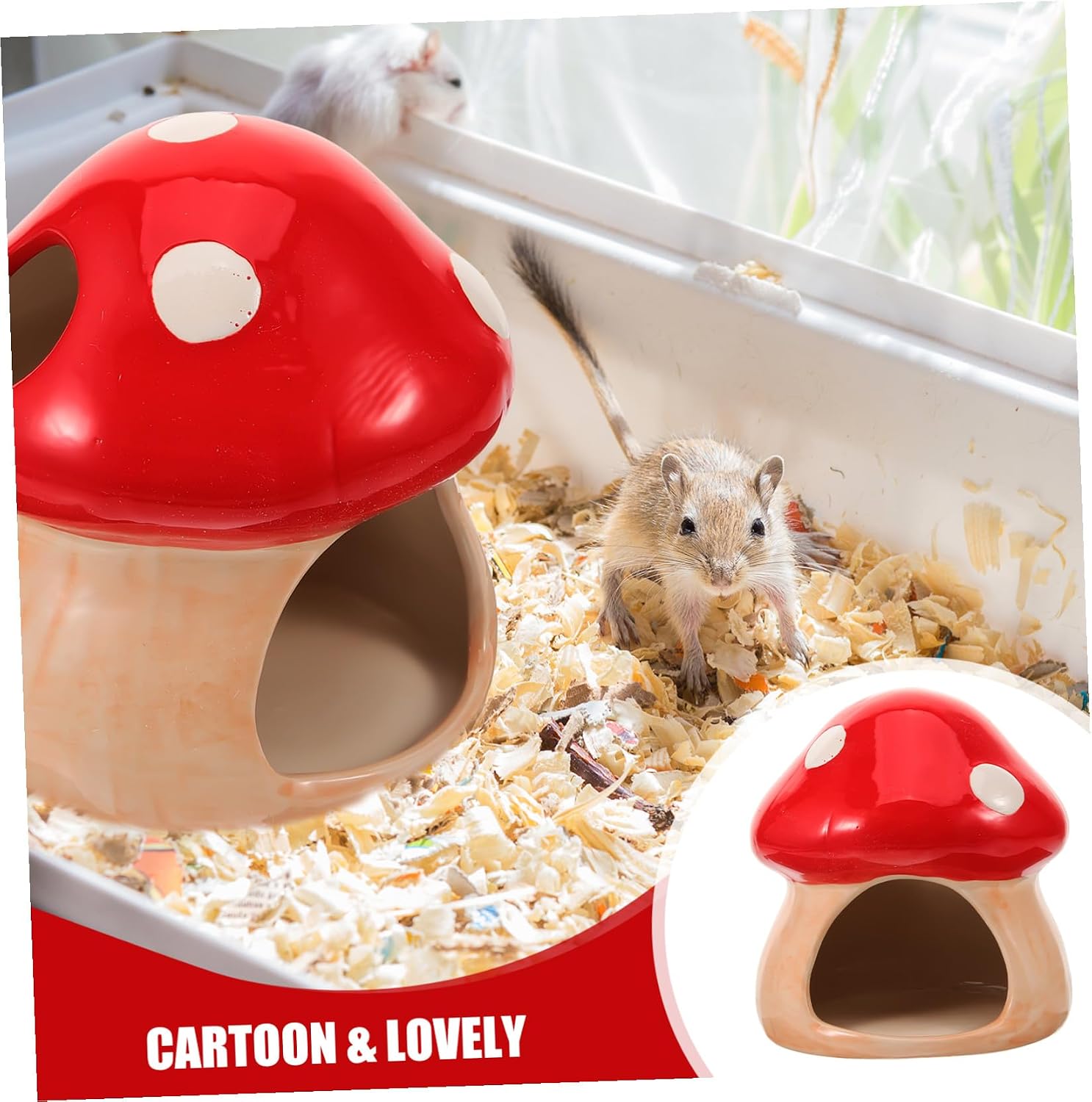 COLLBATH Ceramic Hamster Hideout Nest Cool Small Animal House for Summer Use Wear- Cage Accessory Spacious Sleeping and Activity Habitat for Guinea Pigs Ferrets Chinchillas and Dwarf