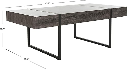 Miniatura 3 de Safavieh Inicio Tristan Mesa de centro moderna rústica negra Negro -,Natural