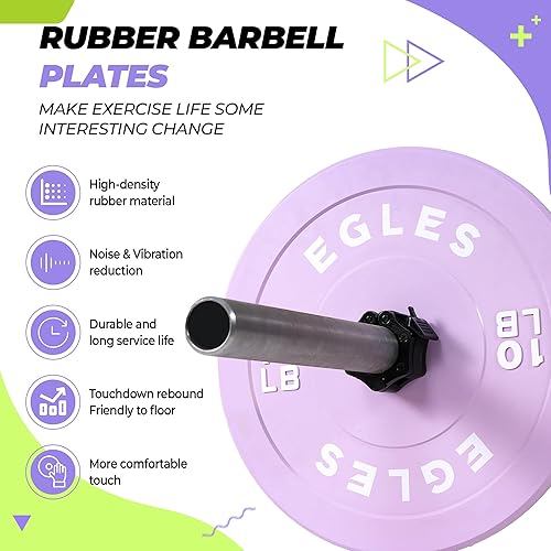 Miniatura 3 de Egles Placas olímpicas de peso olímpico rosa vibrantemorado, placas de barra de goma, placa estándar de goma virgen de 2 pulgadas, 10, 15, 25, 35,