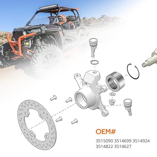 Vista 12 de Rodamientos de rueda delantera para Polaris Sportsman Ranger Magnum ACE Scrambler ATP (35x64x37) Heavy Duty