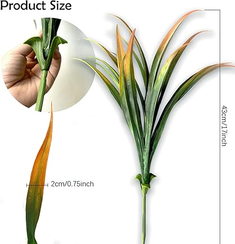 Miniatura 6 de AUMVEYI 8 piezas flores artificiales de otoño para decoración al aire libre, plantas artificiales de otoño para exteriores, hierba amarilla