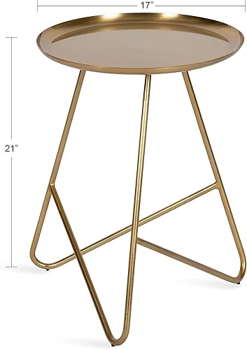 Miniatura 3 de Kate and Laurel Birgit Midcentury - Mesa auxiliar moderna, 16 x 16 x 21 pulgadas, color dorado, mesa auxiliar glamorosa para almacenamiento y