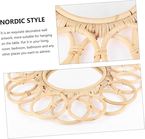 Miniatura 9 de DECHOUS Espejo de tejido de ratán de estilo de mediados de siglo, decoración creativa para colgar