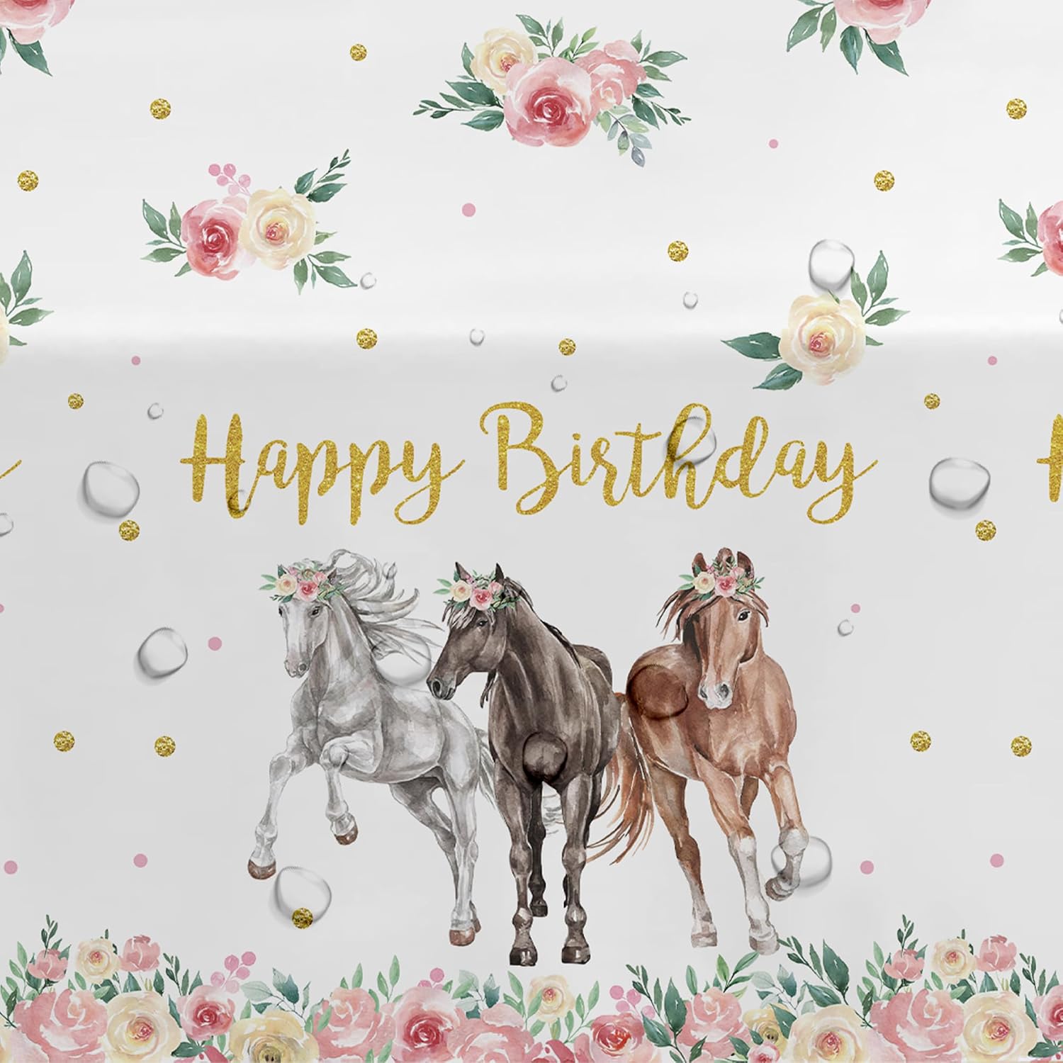 Horse Birthday Party Tablecloth Supplies for Girl, 3Pcs Disposable Pink Western Cowgirl Rodeo Theme Horse Table Cover Party Decorations, 55in x 86in