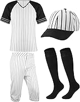 Vintage Pinstripe Baseball Costume for Men - Halloween Party Uniform with Jersey, Knickers Pants, Hat & Socks (Medium)
