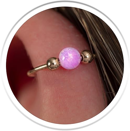 Miniatura 10 de Opal Helix Ring Green Opal - 20G Cartilage Hoop Piercing For Women 8mm - 14k Gold Filled Ear Jewelry Handmade Rings