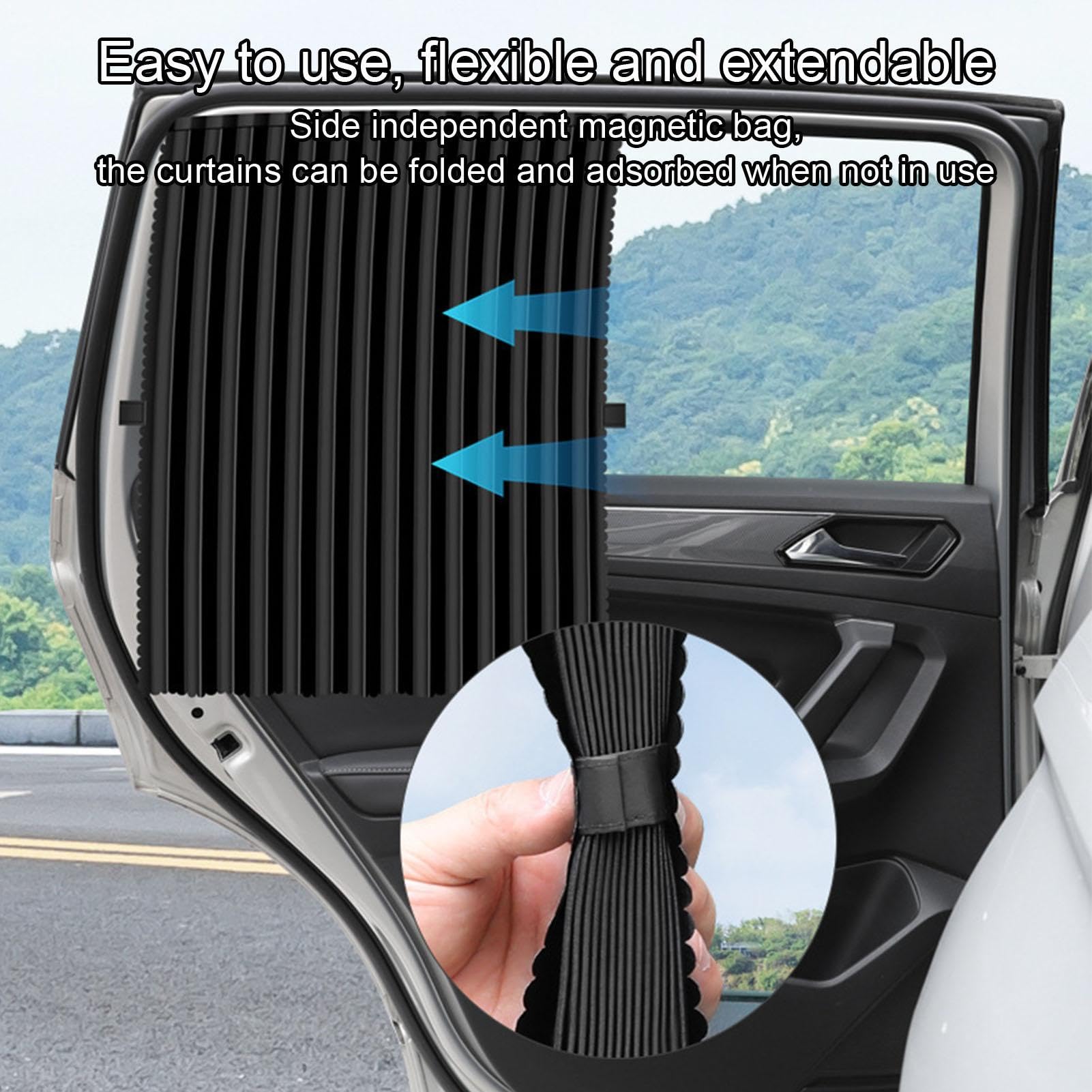 Tende Parasole Auto Finestrini Laterali Oscurante Protezione UV Scorrimento | Schermo Tendina Privacy Interni Auto Per Viaggi, Campeggio, Pause, Vacanze, Spostamenti Quotidiani E