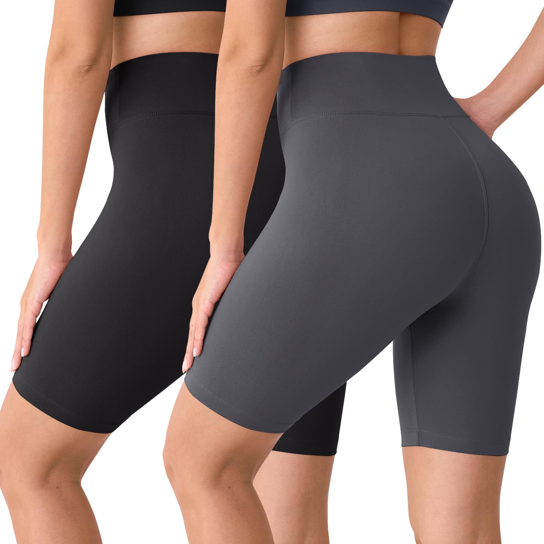 BAYDI Creamlush damskie spodnie rowerowe, 20 cm, wygodne, krótkie spodnie sportowe z wysoką talią, do jogi, pilatesu, na czas wolny, na co dzień