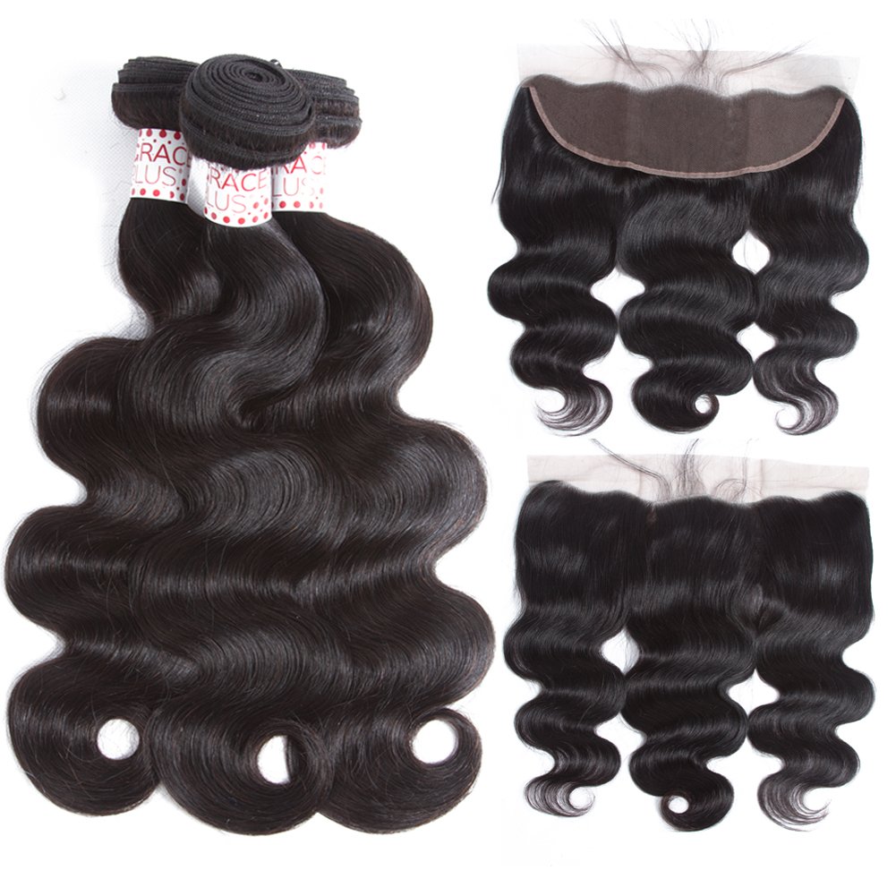 GRACE PLUS Body Wave HD Lace Front Wigs Human Hair 180% Density 5x5 HD Lace Closure Wigs Human Hair Pre Plucked with Baby Hair Brazilian Glueless Human Hair Wig for Black Women Natural Color (17, super natural black)