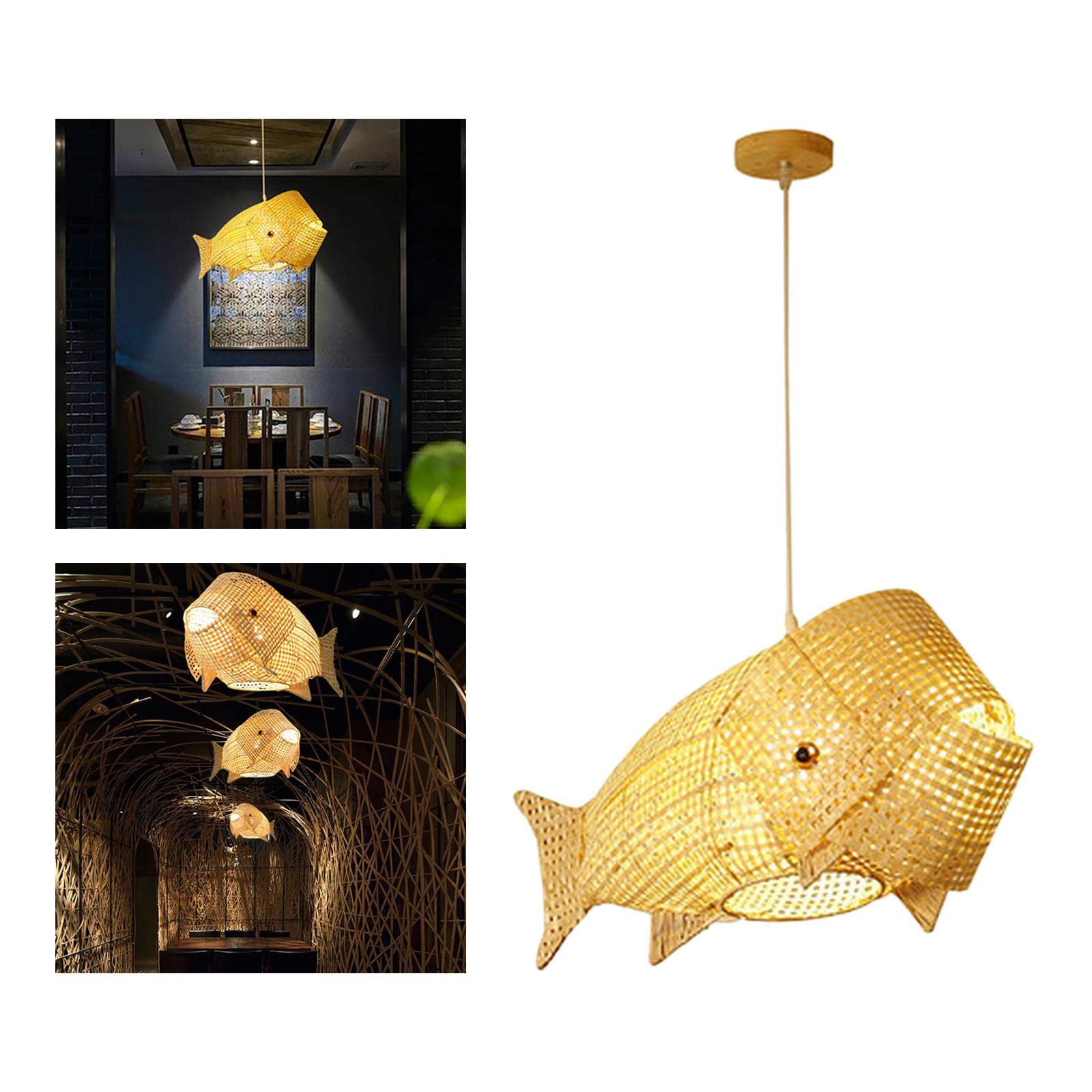 Plafoniera a sospensione in intrecciato con decorativo a forma di pesce a forma di lampadario,