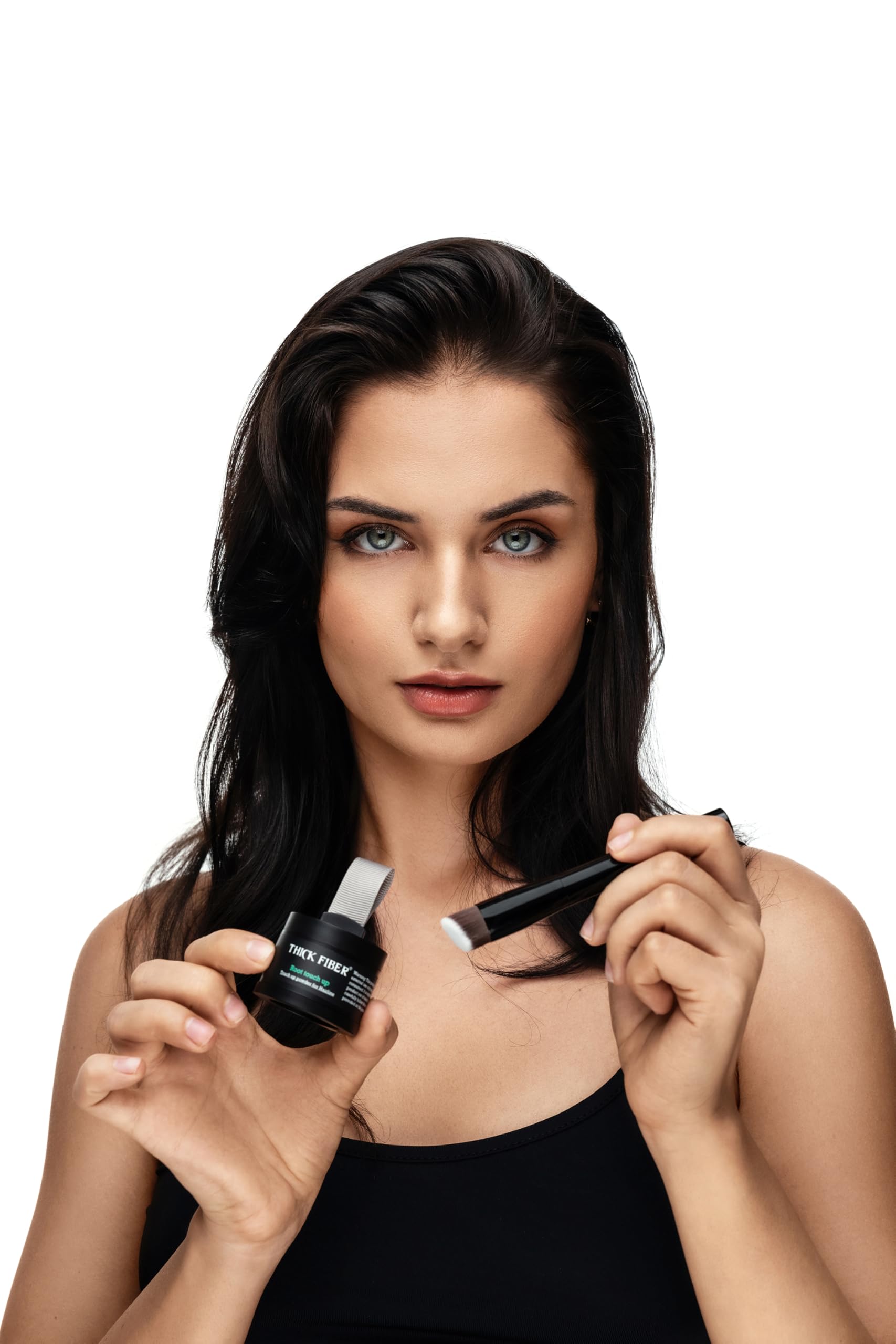 THICK FIBER Root Touch Up & Hairline Powder with Brush 4g, Covers Grey Roots & Thinning Hair, Sweat & Water Resistant - Image 4
