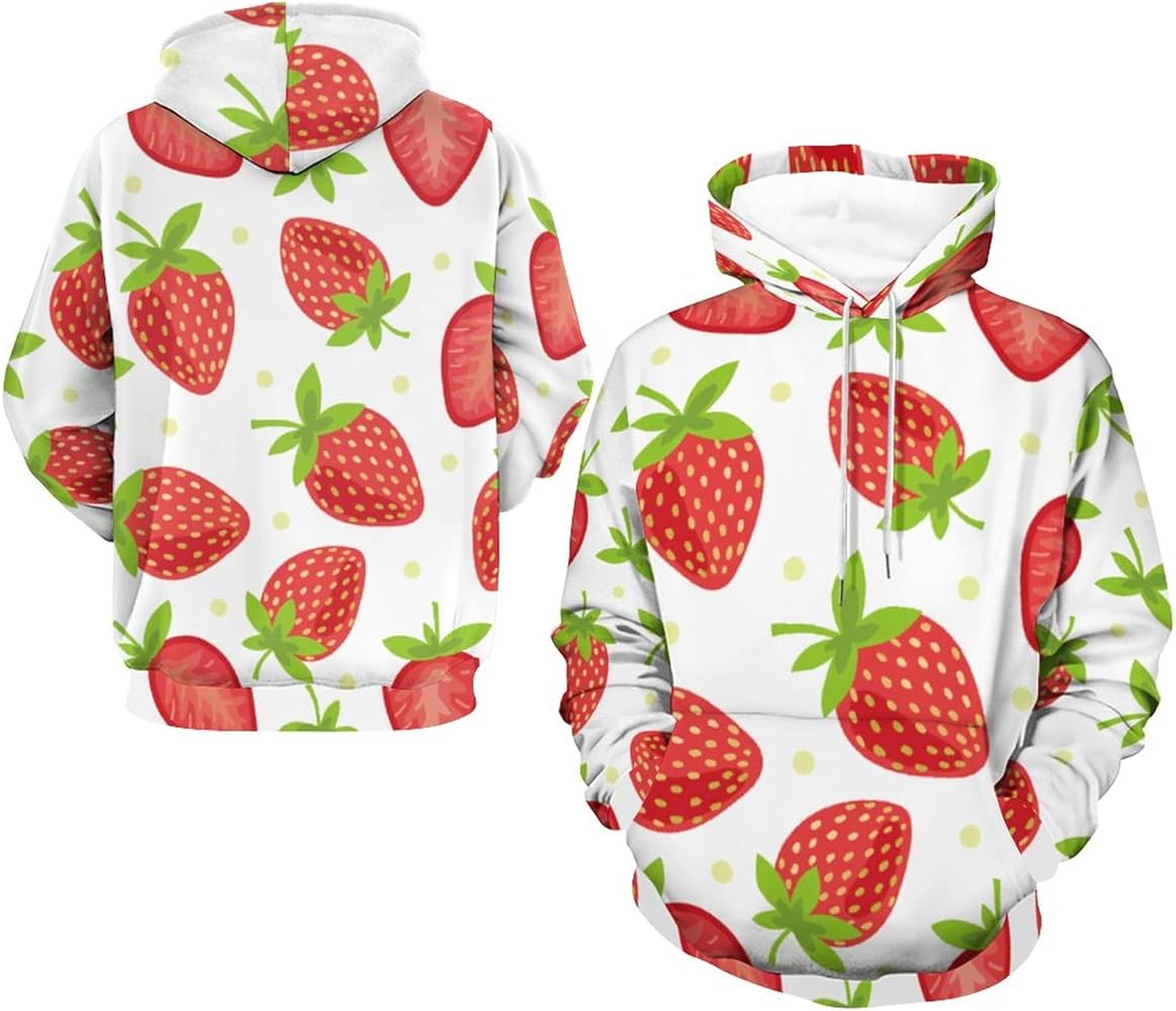 Amazon.co.jp: [WUZY] パーカー いちご柄 苺柄 イチゴ柄 メンズ クルー