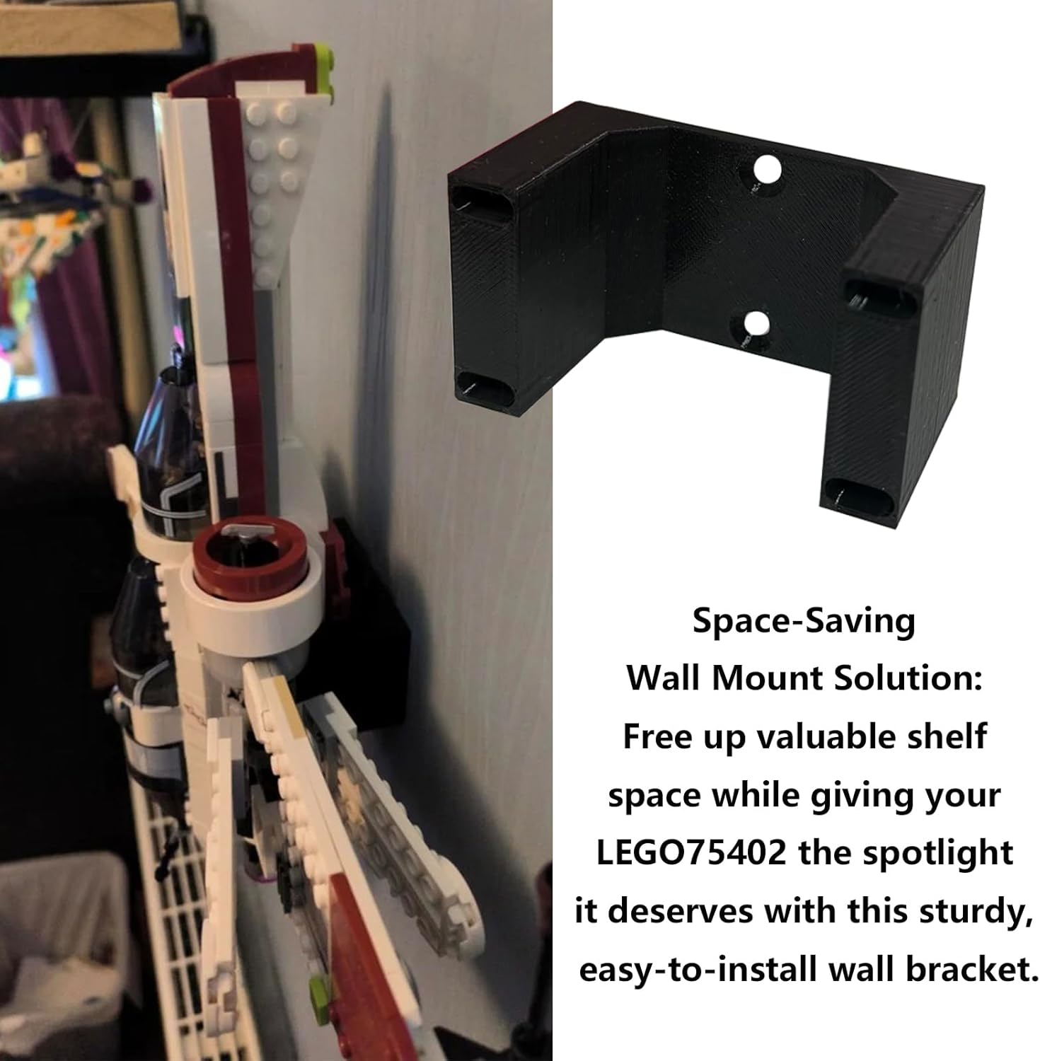 Wall Mount for LEGO Star Wars: Revenge of The Sith ARC-170 Starfighter Spaceship Building Toy 75402 Accessories for LEGO 75402 ARC-170 Starfighter Black