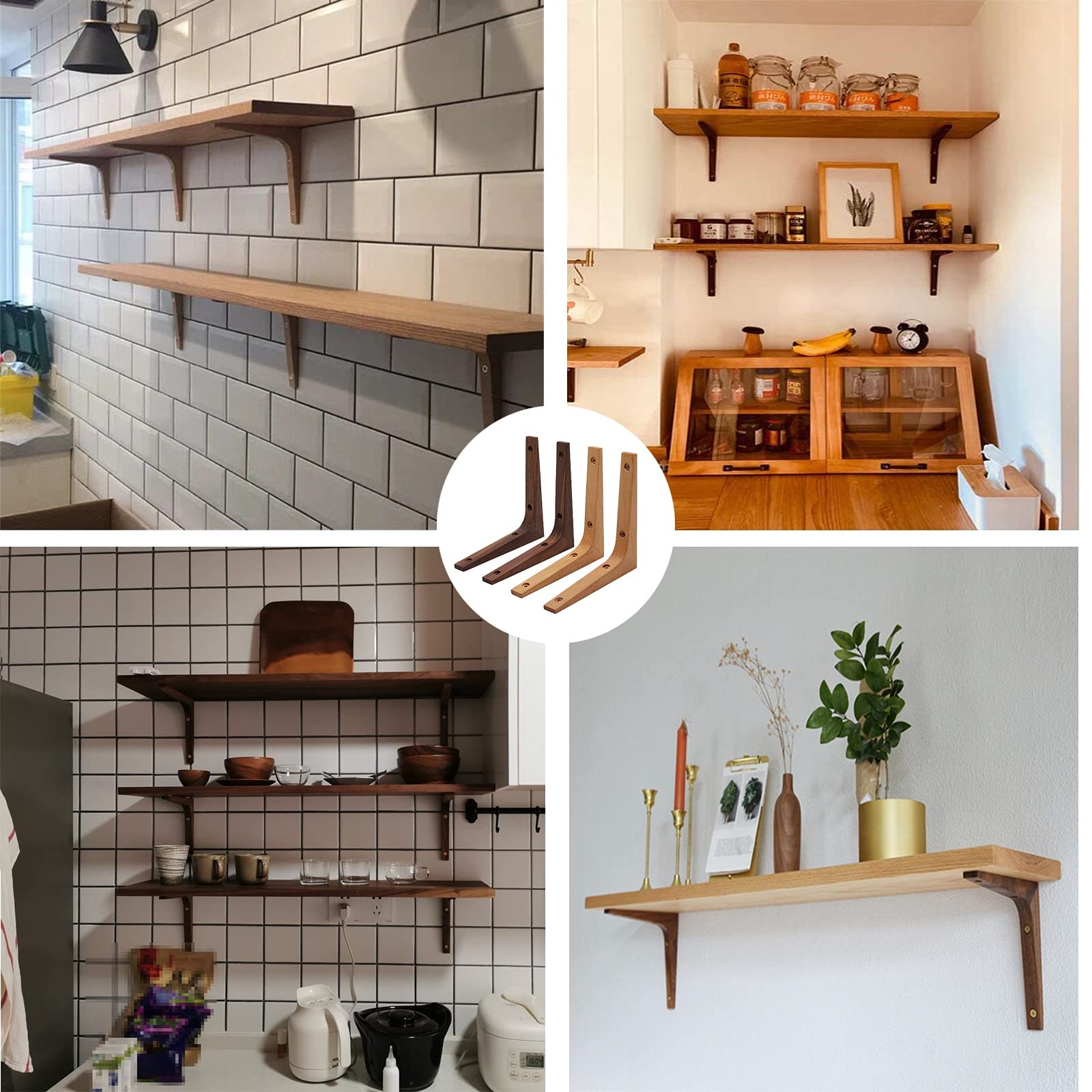 LIGUOYI Holzkonsole Wandhalterungen Regalwinkel 2 Stück丨Regalträger Für Zuhause Et Garten丨Massivholz Winkelträger Konsole丨 Deko/Platz Sparen丨L-Winkel Regalkonsole Mit Schrauben