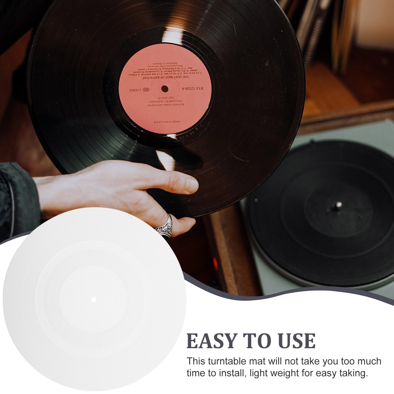 1 tapis de tourne-disque en silicone - 295 mm - Blanc - 3 mm - Antistatique - Amortissement des vibrations - Pour tourne-disque - Accessoire