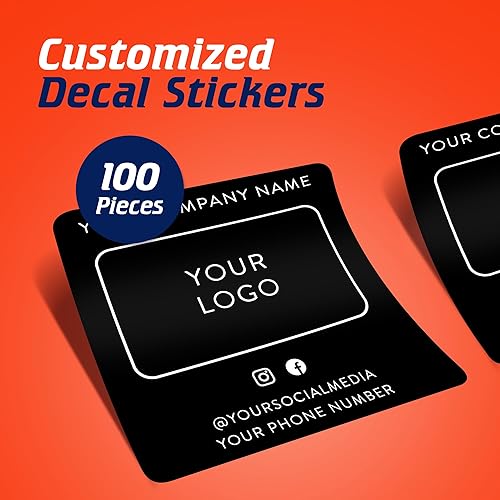 Vista 247 de DayStar Custom Signs & Design, Paquete de 60 calcomanías rectangulares personalizadas de vinilo personalizadas para logotipo de pequeñas empresas