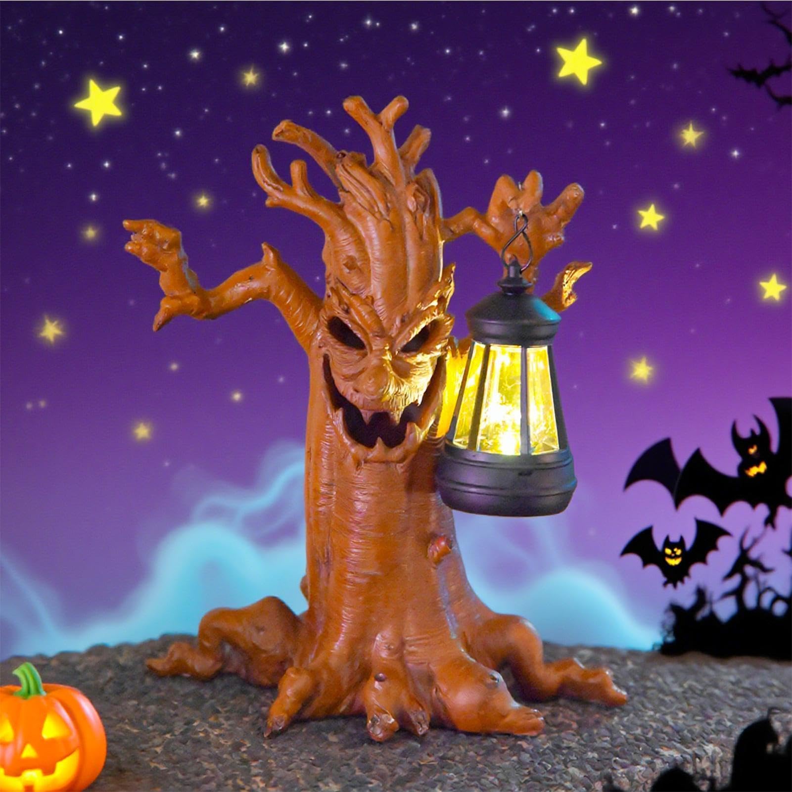 Statue di Halloween Ornamento Fantasma Albero Esterno con Lanterna Solare