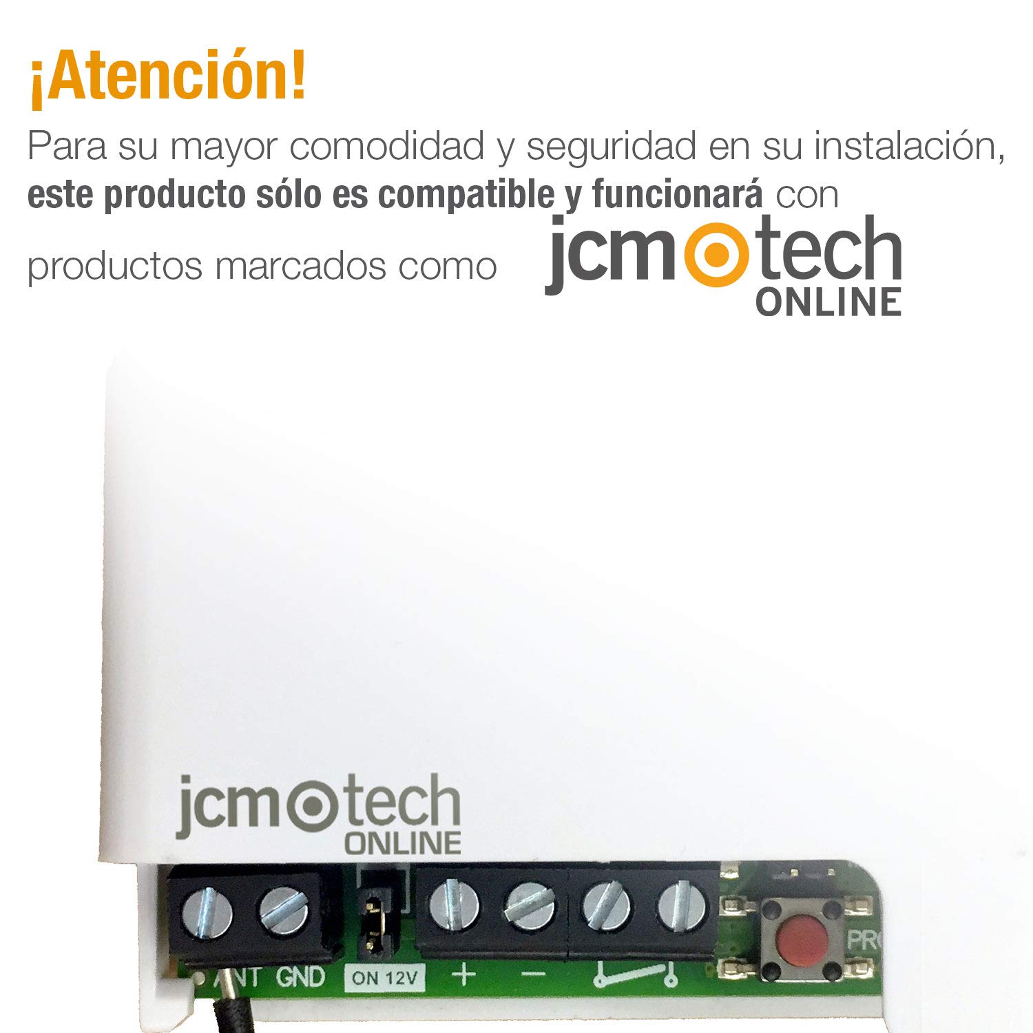JCM Tech - Conjunto 2 emisores y Receptor Mini BASE 2 MUV - Control de acceso autónomo - Control de acceso para puertas - Código variable con alta seguridad - Kit de Cerradura Inteligente