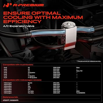 A-Premium AC Expansion Valve Compatible with Volkswagen & Audi | for Volkswagen Beetle/Passat/Jetta/Tiguan/Passat/GTI/Golf/CC/Rabbit/Eos/R32 & Audi A3 Quattro/A3/TT Quattro/TT RS Quattro/TT