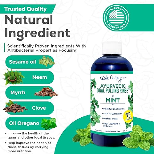 Miniatura 3 de Dale Audrey Aceite de sésamo orgánico para dientes y encías  Fabricado en Estados Unidos, paquete de 3 sabores de menta, canela y goma de mascar de