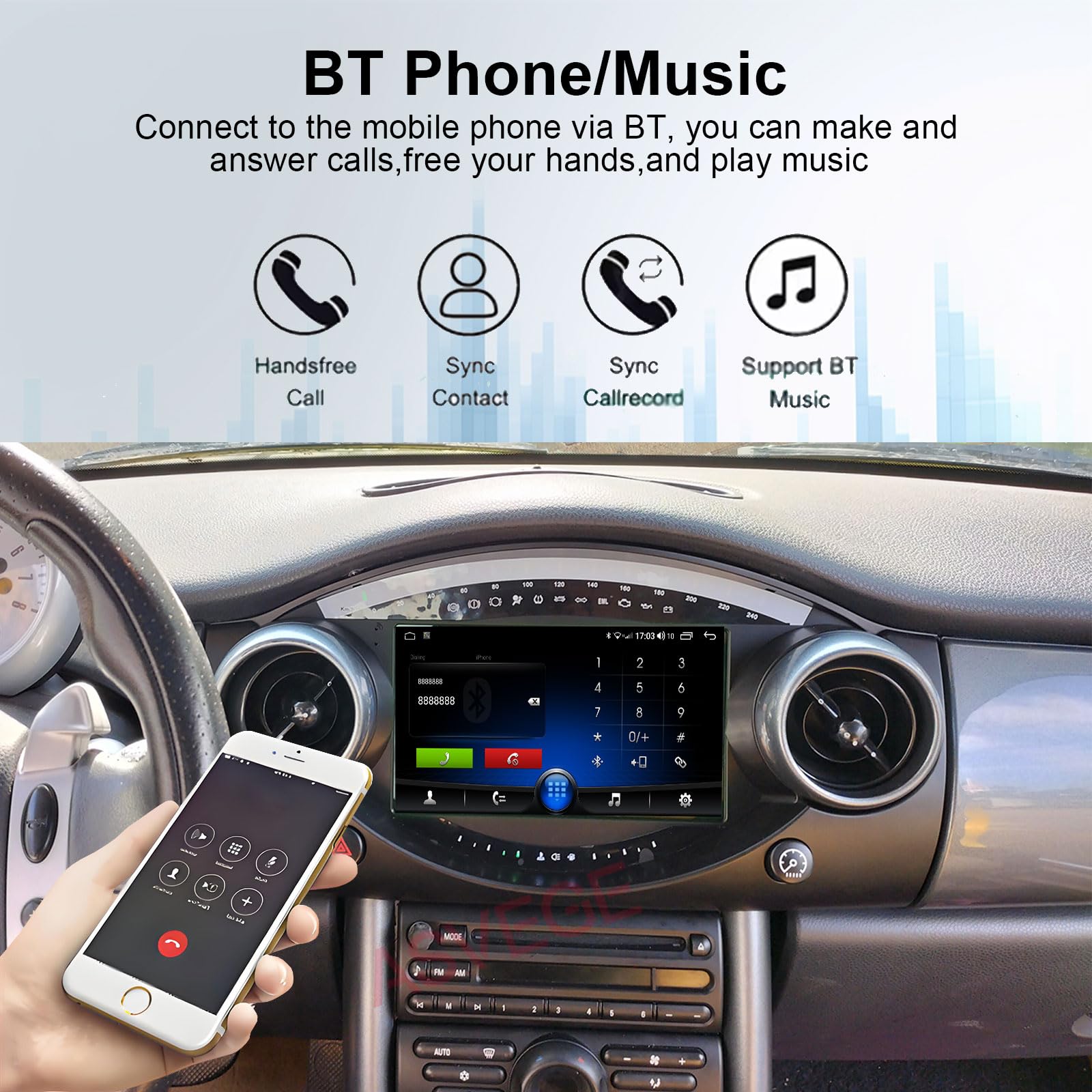 Autoradio Android 15 Pour BMW Mini Hatch R50 2000 - 2006 Lecteur Multimédia Carplay Navigation GPS Stéréo RDS DSP BT DVD Unité Principale